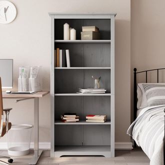 Berkfield Home Bookcase BODO Grey 80x38x180 cm Solid Wood Pine 5-Tier | Size: 80 x 38 x 180 cm