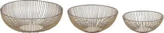 Beliani Beliani - Conjunto De 3 Cuencos De Metal Dorado Dise&ntilde;o Calado Accesorio Decorativo Garut