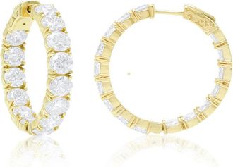 Diana M. Jewels 12cts 18kt Yellow Gold Lab Grown Inside-Out Diamond Hoop Earrings 12cts of round, diameter: 1.00 E-F color, VVS-VS clarity