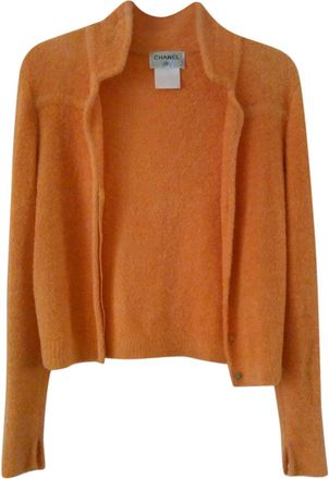 Chanel Orange Textured Knit Jacket Size XS