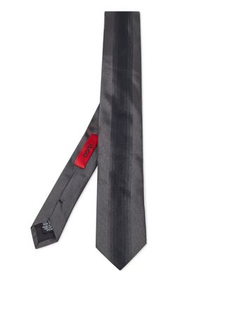 BOSS striped silk tie - men - Silk - One Size - Grey