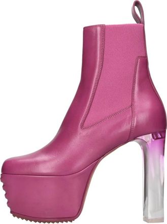 Rick Owens Minimal Grill Beatle Enkellaarzen - Dames - Laarzen met Hak - Roze - 37 EU - Leer - Schoenen