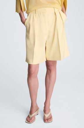 Kenneth Cole Pleated High Waist Shorts in Pastel Yellow at Nordstrom, Size 14