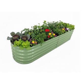 Relaxdays Relaxdays Huerto Elevado, Metal, Xxl, Flores, Plantas & Verduras, Hxbxt: 45x240x60 Cm, Cama Semicircular, Verde Salvia