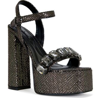 Azalea Wang Kamilla Ankle Strap Platform Sandal in Black at Nordstrom Rack, Size 6.5