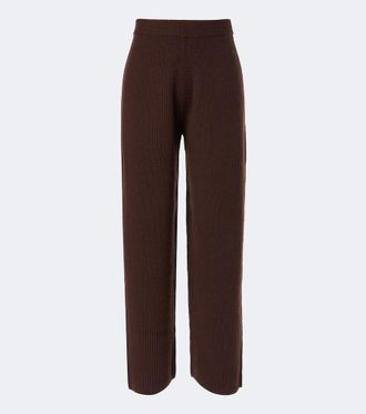 Sportmax Ribbed-knit wool and cashmere wide-leg pants