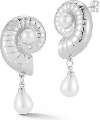 Glaze Jewelry Faux Pearl Shell Drop Earrings in Silver at Nordstrom Rack