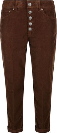 Dondup Velvet Loose Fit Ankle Pants - Dames - Slim Fit Broeken - Bruin - W34 - Katoen - Broeken
