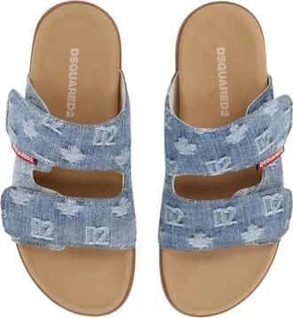 Dsquared2 Multicolour Checkered Adjustable Strap Cotton Flats