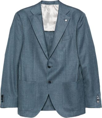Lubiam Blue Wool Silk Linen Jacket
