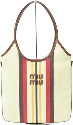 Miu Miu Multi-Color Canvas Leather Tote Bag (Pre-Owned)