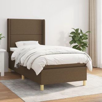 vidaXL Cama Box Spring Con Colch&oacute;n Tela Marr&oacute;n Oscuro 90x190 Cm Vidaxl