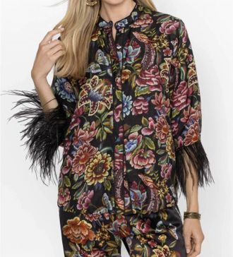 Johnny Was Lewella Feather Trim Kimono In Asiavo
