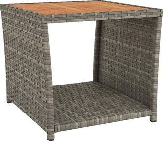 vidaXL Tea Table with Wooden Top Grey Poly Rattan&Solid Wood Acacia vidaXL