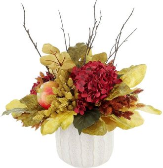 Creative Displays Inc. Handmade Fall Centerpiece With Hydrangea, Berry & Pampas In A Wood Planter