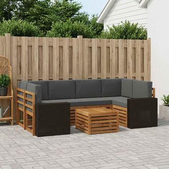 vidaXL Vidaxl Set Di Divani Da Esterno 7 Pz Naturale E Antracite