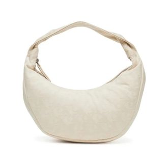 Calvin Klein Handbags, female, Beige, Size: ONE SIZE Logo Jacquard Hobo Bag