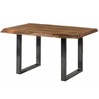 Massivmoebel24 freeform 5 tavolo da pranzo in legno di sheesham - verniciato natur / gambe in ferro u antracite lucido 140x90