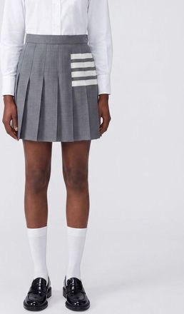 Thom Browne Minigonna in lana a pieghe con dettaglio 4-Bar