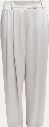 Giorgio Armani Hammered Satin Pleated Straight-Leg Trousers