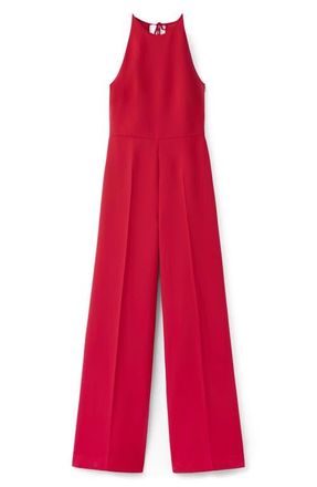 Mango Open Back Halter Neck Jumpsuit in Red at Nordstrom, Size X-Large