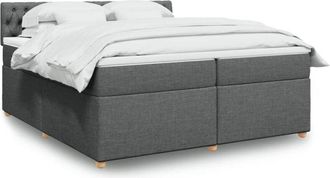 vidaXL Vidaxl - Cama Box Spring Con Colch&oacute;n Tela Gris Oscuro 200x200 Cm