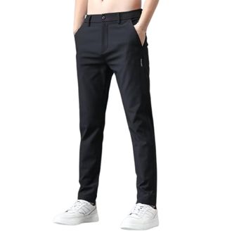 Generic 2025 Trousers Mens Casual Pants Comfortable Lightweight Breathable Loose Fit Trousers for Daily Wear Sports and Outdoor Activities (Black, 36)