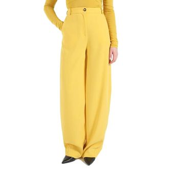 Elisabetta Franchi Wide Trousers, female, Yellow, Size: XL Wide Trousers