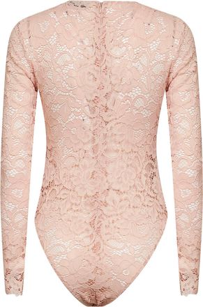 Self Portrait Womens Bodysuit Floral Lace Beige Polyester Tops Top