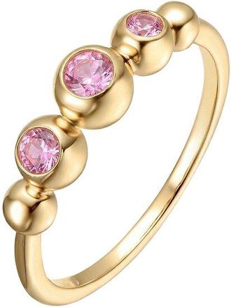 Rachel Glauber 14K Plated Cz Three Stone Ring