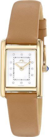 Porsamo Bleu Karolina Diamond Leather Strap Watch, 21.5mm x 30mm - 0.06 ctw in Gold-Cognac at Nordstrom Rack
