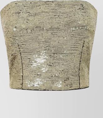 Dolce & Gabbana strapless sequin cropped lace evening top