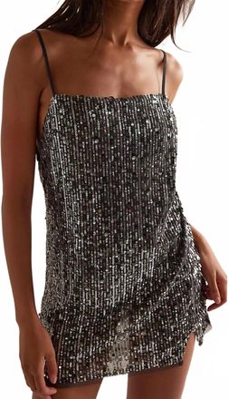 Free People Midnight Kiss Mini Slip Dress In Charcoal Combo
