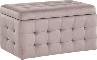 Beliani Beliani - Pouf Cassapanca Imbottito in Velluto Rosa Stile Chesterfield Michigan