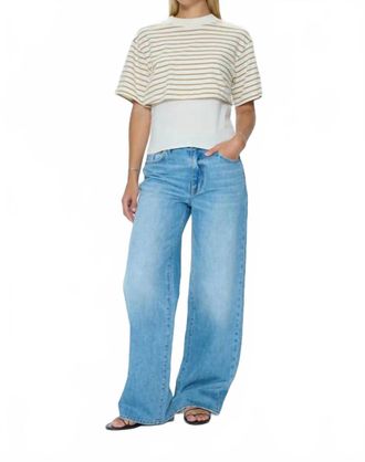 Pistola Denim Camryn Boxy Tee In Tannin Ecru Stripe