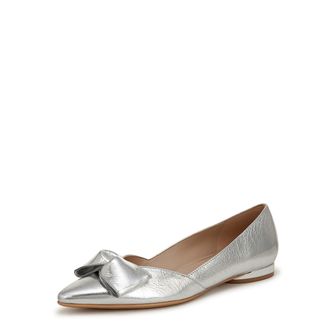 Naturalizer Womens Havana-Bow Flat Ballet Pumps Silver UK 6.5 Wide Fit