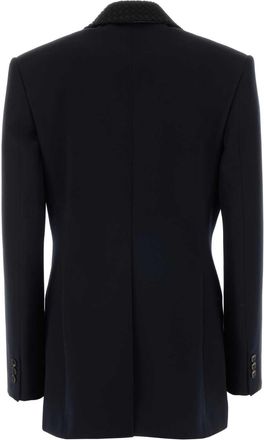 Bottega Veneta Womens Collo Blazer Navy Wool Blazers