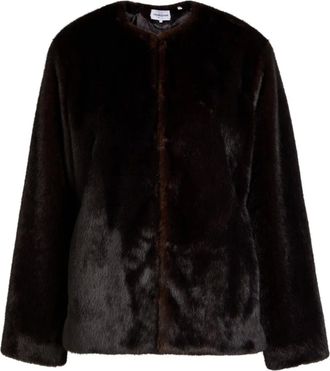 Veronica Beard faux fur collarless coat - Brown