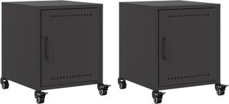 vidaXL Mesitas de noche 2 uds acero negra 36x39x43,5 cm Vidaxl