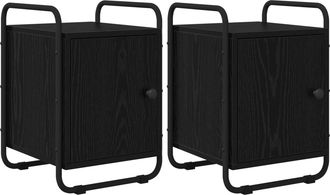 vidaXL Mesa De Noche 2 Uds. Roble Negro Madera De Ingenier&iacute;a Vidaxl