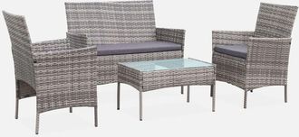 Sweeek Conjunto De Muebles De Jard&iacute;n De Resina Tejida, 4 Plazas