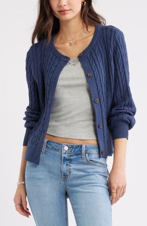 BP. Button Front Cotton Blend Cardigan in Navy Indigo at Nordstrom, Size X-Large