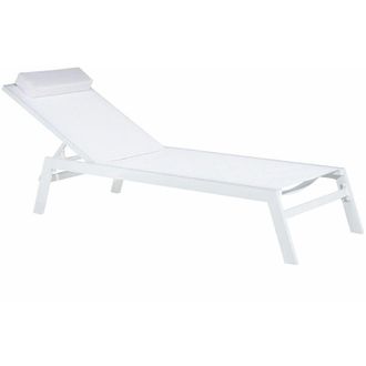 Beliani Beliani - Lettino Prendisole Bianco Cuscino Poggiatesta Telaio Alluminio Bianco Catania