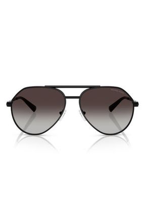 Michael Kors Brentwood 58mm Pilot Sunglasses in Black Shiny/dark Grey at Nordstrom