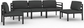 vidaXL Set Muebles De Jard&iacute;n 5 Pzas Y Cojines Aluminio Gris Antracita Vidaxl