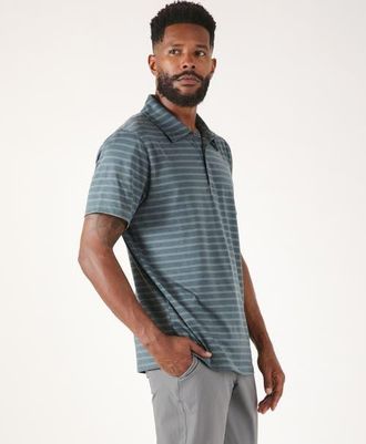 Glyder Fairway Polo in Slate Tonal Stripes at Nordstrom, Size Xx-Large