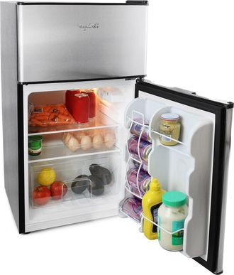 MegaChef 3.2 Cubic Feet 2 Door Refrigerator/Freezer in Stainless Steel
