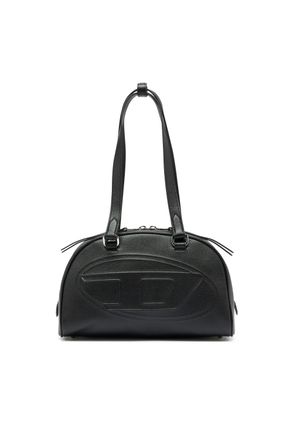 Diesel 1DR Dome - Leather Boston bag with embossed logo - Handbags - Unisex - Black