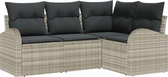 vidaXL Garden Sofa Set with Cushion 4 pcs Light grey Poly rattan Vidaxl