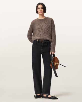 AllSaints Polyamide/Mohair Chain AllSaints Embroidered Jumper, Size: XS